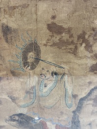 Chinese school: four paintings with Buddhist narratives, ink and colour on silk, Qing