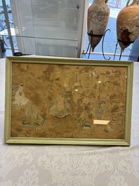 Chinese school: four paintings with Buddhist narratives, ink and colour on silk, Qing