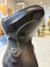 An unusual Chinese zoomorphic 'Mythical Beast' bronze vase, Kangxi