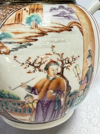 A Chinese Canton famille rose 'Mandarin Subject' teapot, Qianlong