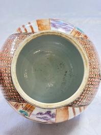 A Chinese Canton famille rose 'Mandarin Subject' teapot, Qianlong
