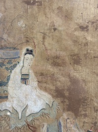 Chinese school: four paintings with Buddhist narratives, ink and colour on silk, Qing