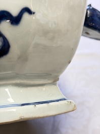 A Chinese blue and white 'Buddhist Lion' tureen and cover, Qianlong