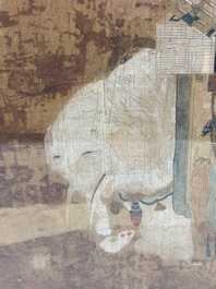 Chinese school: four paintings with Buddhist narratives, ink and colour on silk, Qing