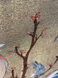 A rare and large Chinese gold-thread and silk 'Bai Niao Chao Feng 百鳥朝鳳' kesi panel, Republic