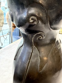 An unusual Chinese zoomorphic 'Mythical Beast' bronze vase, Kangxi