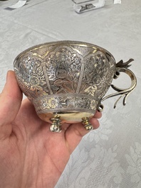 An Ottoman parcel-gilt silver cup and saucer, Turkey, first quarter 20th C.
