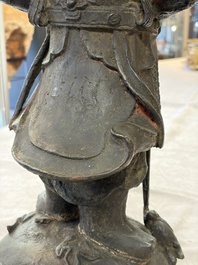 A Chinese bronze model of Weituo, Ming
