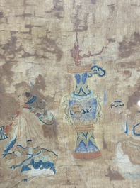 Chinese school: four paintings with Buddhist narratives, ink and colour on silk, Qing