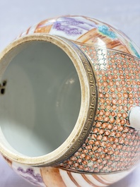A Chinese Canton famille rose 'Mandarin Subject' teapot, Qianlong