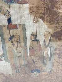 Chinese school: four paintings with Buddhist narratives, ink and colour on silk, Qing