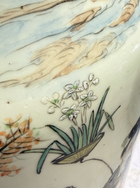 Two Chinese famille rose 'Dai Yu Zang Hua 黛玉葬花' and 'Immortals' vases, signed Lu Xuan 膂軒, one dated 1901, 19/20th C.