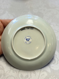 A pair of Chinese blue and white 'Ca Mau' shipwreck cups and saucers, Yongzheng