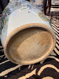 A pair of massive Chinese famille rose 'Ren Lun Zhi Zhi 人倫之至' and 'Xiao Gan Dong Tian 孝感動天' vases, signed Pan Zhaotang 潘肇唐, dated 1919