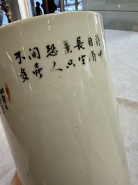 A fine Chinese qianjiang cai 'Tie Guaili' hat stand, signed Yu Huanwen 余煥文, Guanyao mark, dated 1893 and a 'Sages' hat stand, Tongzhi mark, 19th C.
