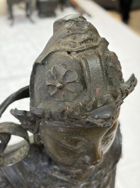 A Chinese bronze model of Weituo, Ming