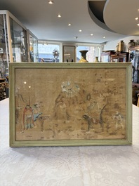 Chinese school: four paintings with Buddhist narratives, ink and colour on silk, Qing