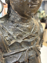 A Chinese bronze model of Weituo, Ming