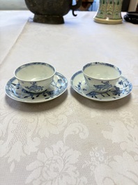 A pair of Chinese blue and white 'Ca Mau' shipwreck cups and saucers, Yongzheng