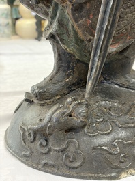 A Chinese bronze model of Weituo, Ming