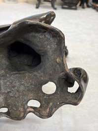 A large Chinese bronze horse-shaped incense burner and cover, 17/18th C.