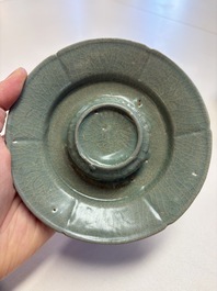 A fine Korean celadon tea bowl with its original stand, Goryeo, 12th C.