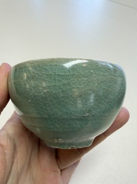 A fine Korean celadon tea bowl with its original stand, Goryeo, 12th C.