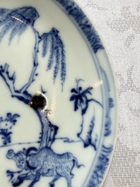 A pair of Chinese blue and white 'Ca Mau' shipwreck cups and saucers, Yongzheng