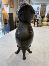 An unusual Chinese zoomorphic 'Mythical Beast' bronze vase, Kangxi