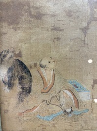 Chinese school: four paintings with Buddhist narratives, ink and colour on silk, Qing