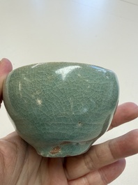 A fine Korean celadon tea bowl with its original stand, Goryeo, 12th C.