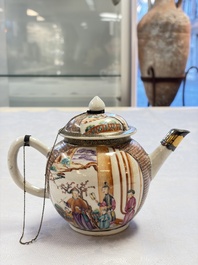 A Chinese Canton famille rose 'Mandarin Subject' teapot, Qianlong