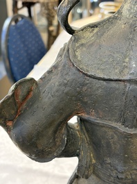 A Chinese bronze model of Weituo, Ming