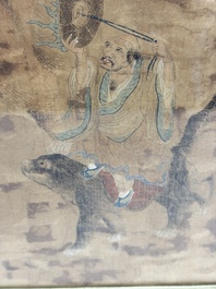 Chinese school: four paintings with Buddhist narratives, ink and colour on silk, Qing