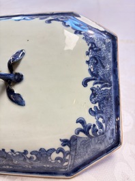 A Chinese blue and white 'Buddhist Lion' tureen and cover, Qianlong