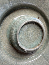 A fine Korean celadon tea bowl with its original stand, Goryeo, 12th C.
