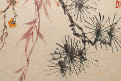 Cai Zixuan 蔡子軒: 'Flowers', ink and colour on paper, dated 1975