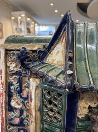 A large and fine Chinese polychrome-glazed Shiwan stoneware group of immortals, 19th C.