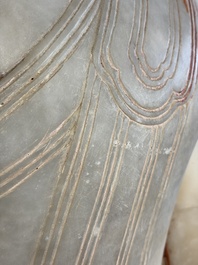 A monumental Burmese white marble Post-Pagan Buddha with traces of gilt-lacquer, Ava Kingdom, 17th C
