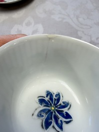 A Chinese famille rose cup and saucer with floral design, Yongzheng