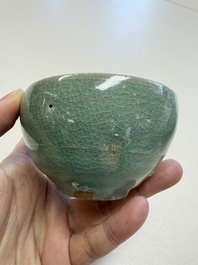 A fine Korean celadon tea bowl with its original stand, Goryeo, 12th C.