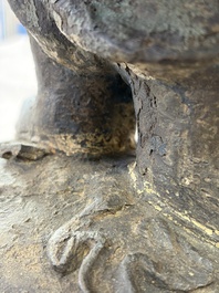 A Chinese bronze model of Weituo, Ming