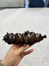 Three Chinese rock crystal sculptures on wooden stands, Republic