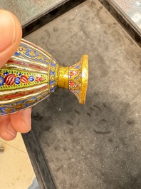 An Ottoman enamelled tombak zarf with floral design, Turkey, 18/19th C.
