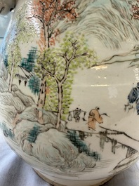 A Chinese qianjiang cai 'Hu' vase with mountainous landscape design, signed Shou Lu Xuan Zhu Ren 受祿軒主人, dated 1906