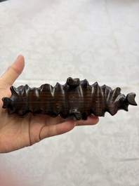 Three Chinese rock crystal sculptures on wooden stands, Republic