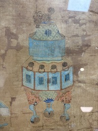 Chinese school: four paintings with Buddhist narratives, ink and colour on silk, Qing