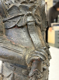 A Chinese bronze model of Weituo, Ming