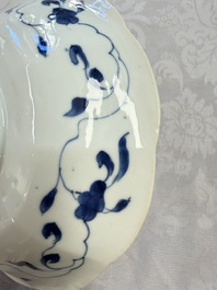 A pair of Chinese blue and white flower-shaped 'Long Eliza' plates, Kangxi