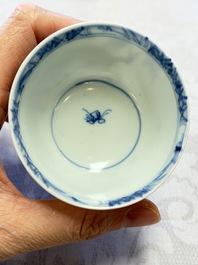 A pair of Chinese blue and white 'Ca Mau' shipwreck cups and saucers, Yongzheng